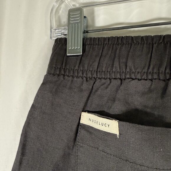 Nudelucy 100% Linen Pants Women's Small Grey Pull On Elastic Waist NU23971 - Picture 11 of 11